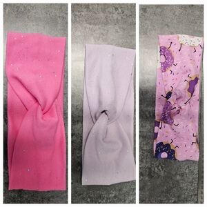 Colorful knot Headband Set - Pink, Purple, Donut Print handmade yoga